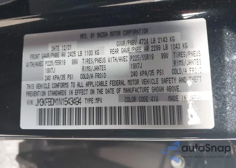 2022 Mazda Cx-5 2.5 S Premium from USA, damaged, VIN JM3KFBDM1N1543494